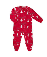 Infant Boys and Girls Red Philadelphia Phillies Zip-Up Raglan Sleeper